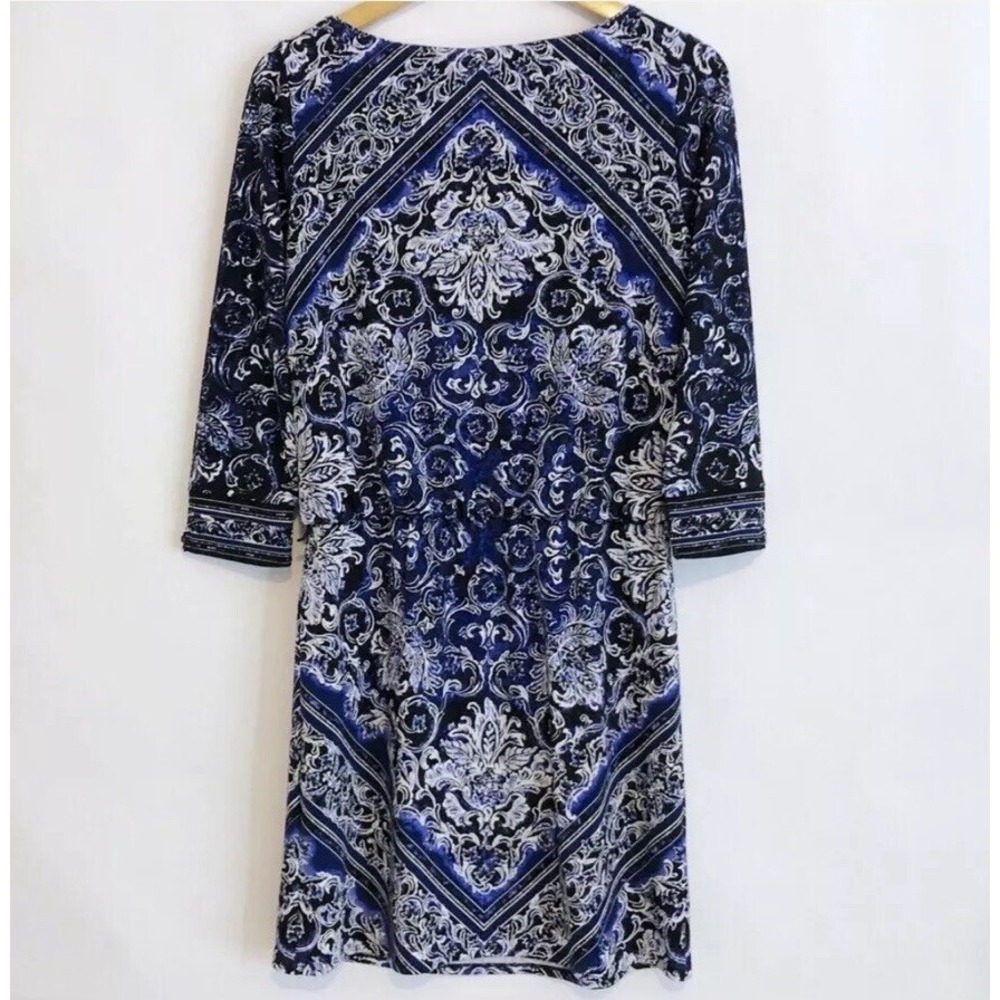 White House Black Market Scarf Print Dress Small Blue See Description - Picture 3 of 6